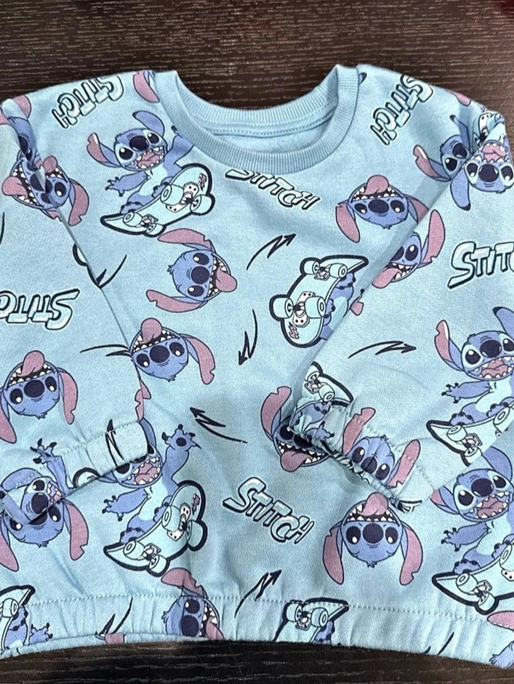 Disney Stitch Print Sweatshirt in Blue Size 12-18M Like New